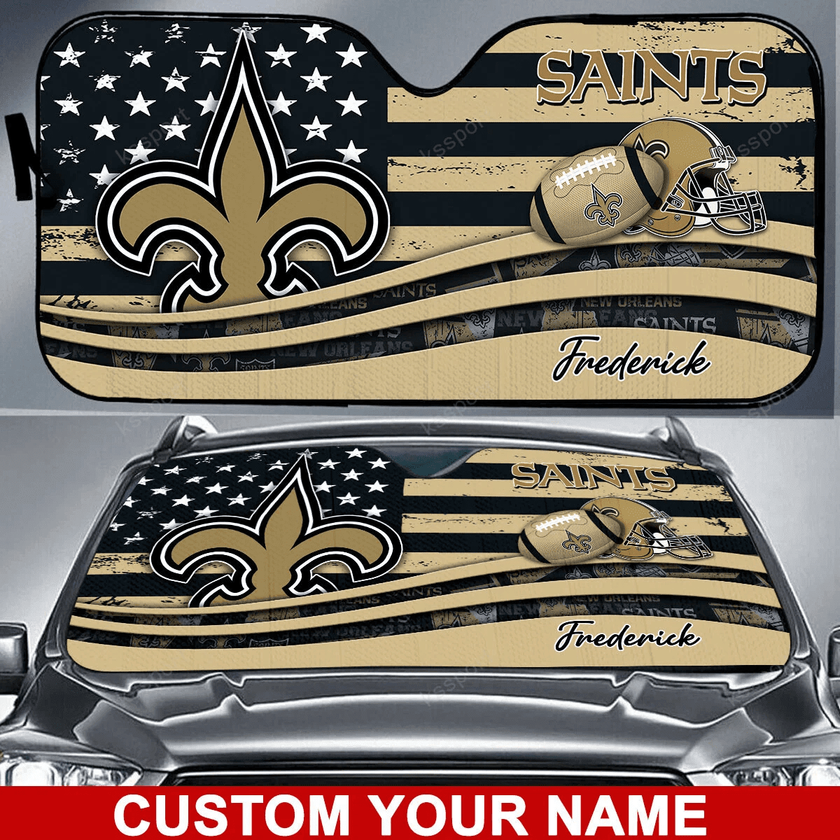 New Orleans Saints Personalized Auto Sun Shade BG21