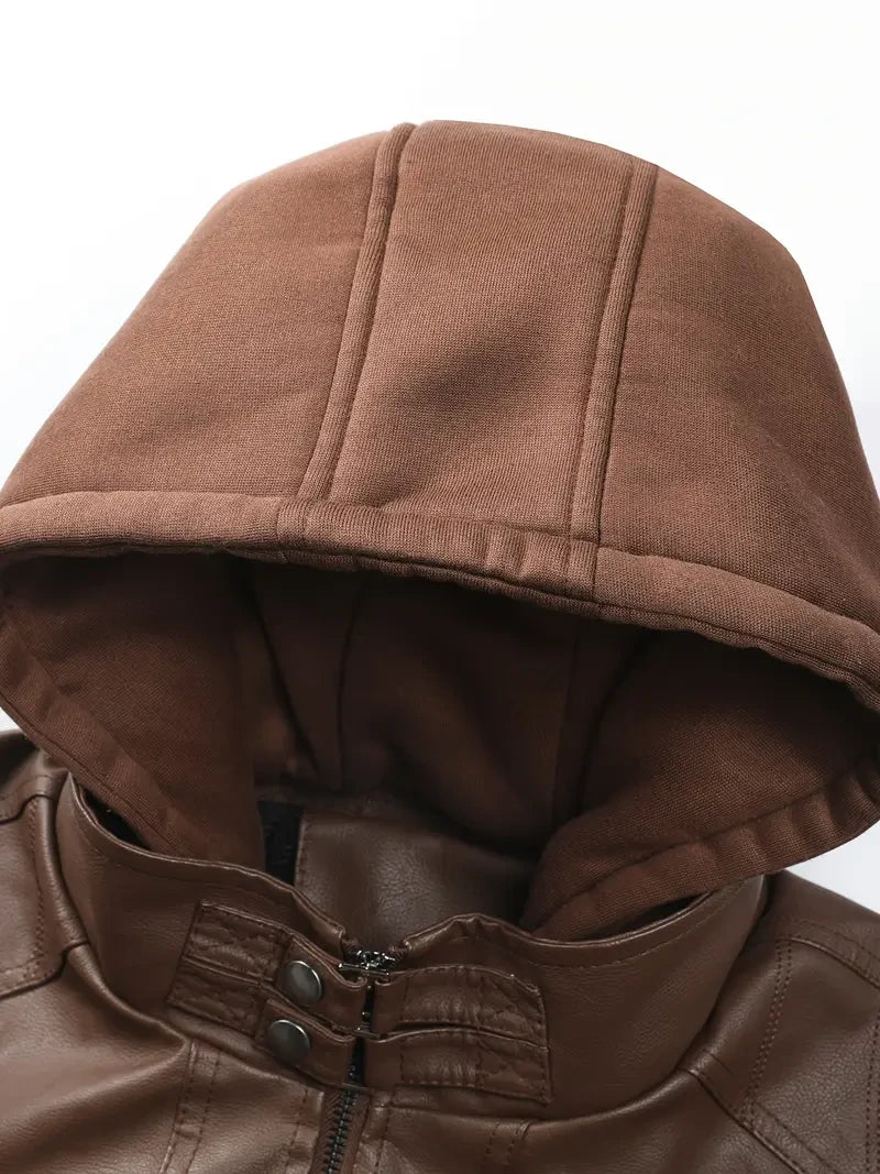Premium & Ultra-Thick Leather Jacket with Fleece Hood - Los Angeles Chargers PHVKC017