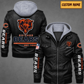 Premium & Ultra-Thick Leather Jacket with Fleece Hood - Chicago Bears VA2119