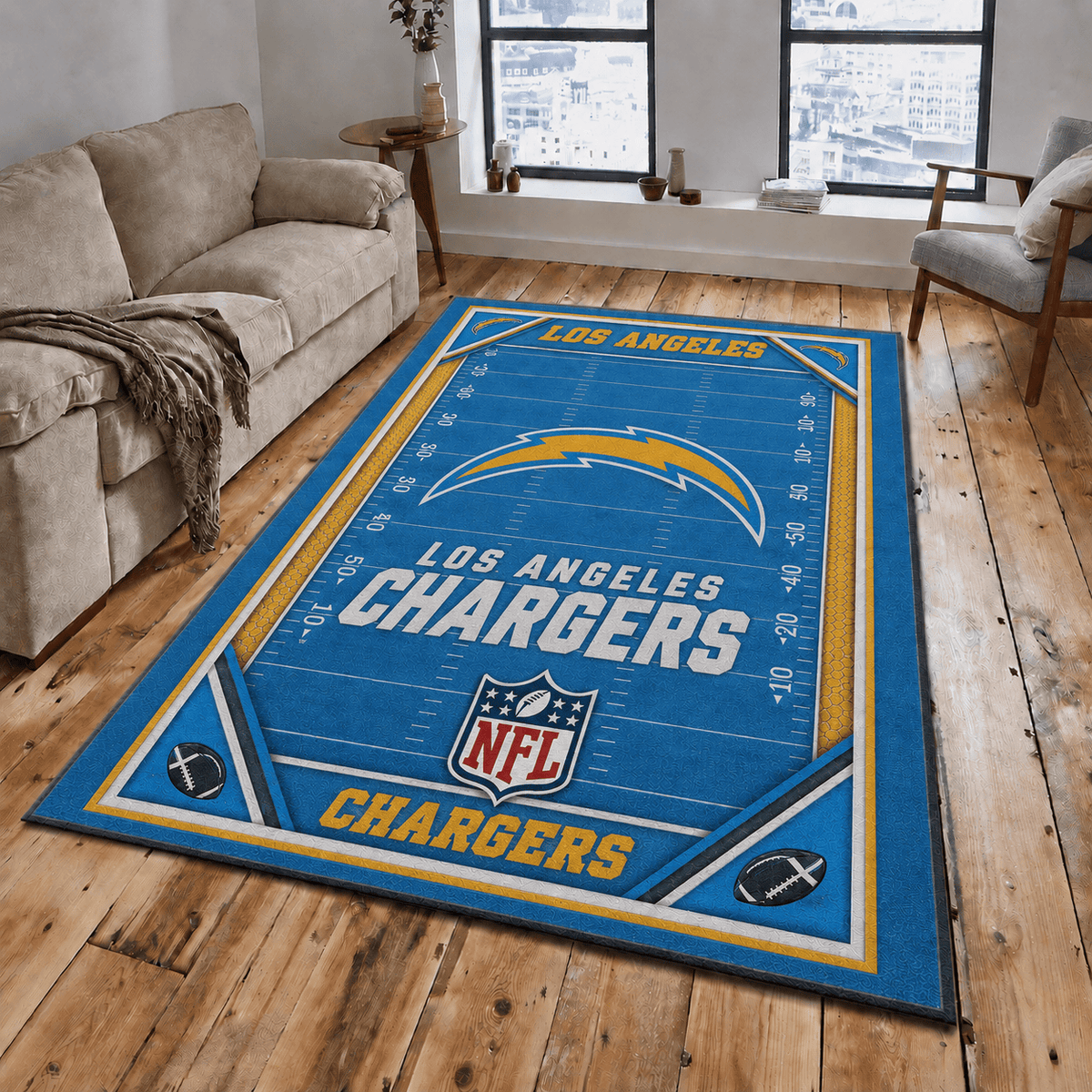 Los Angeles Chargers Rug Living Room Floor Decor Fan Gifts VA6028