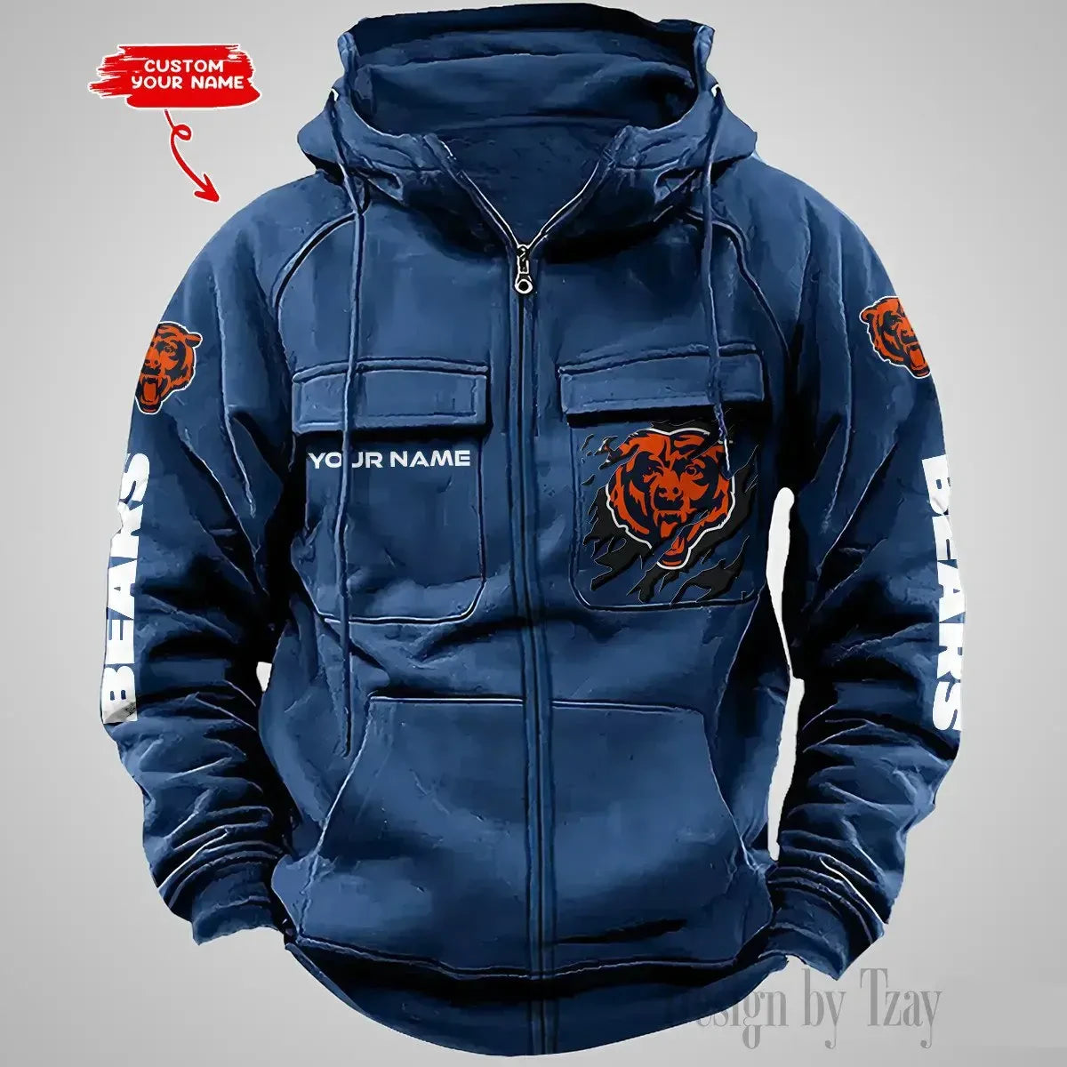 Chicago Bears Vintage Men Hoodies Zipup DV5 AZVMHD037