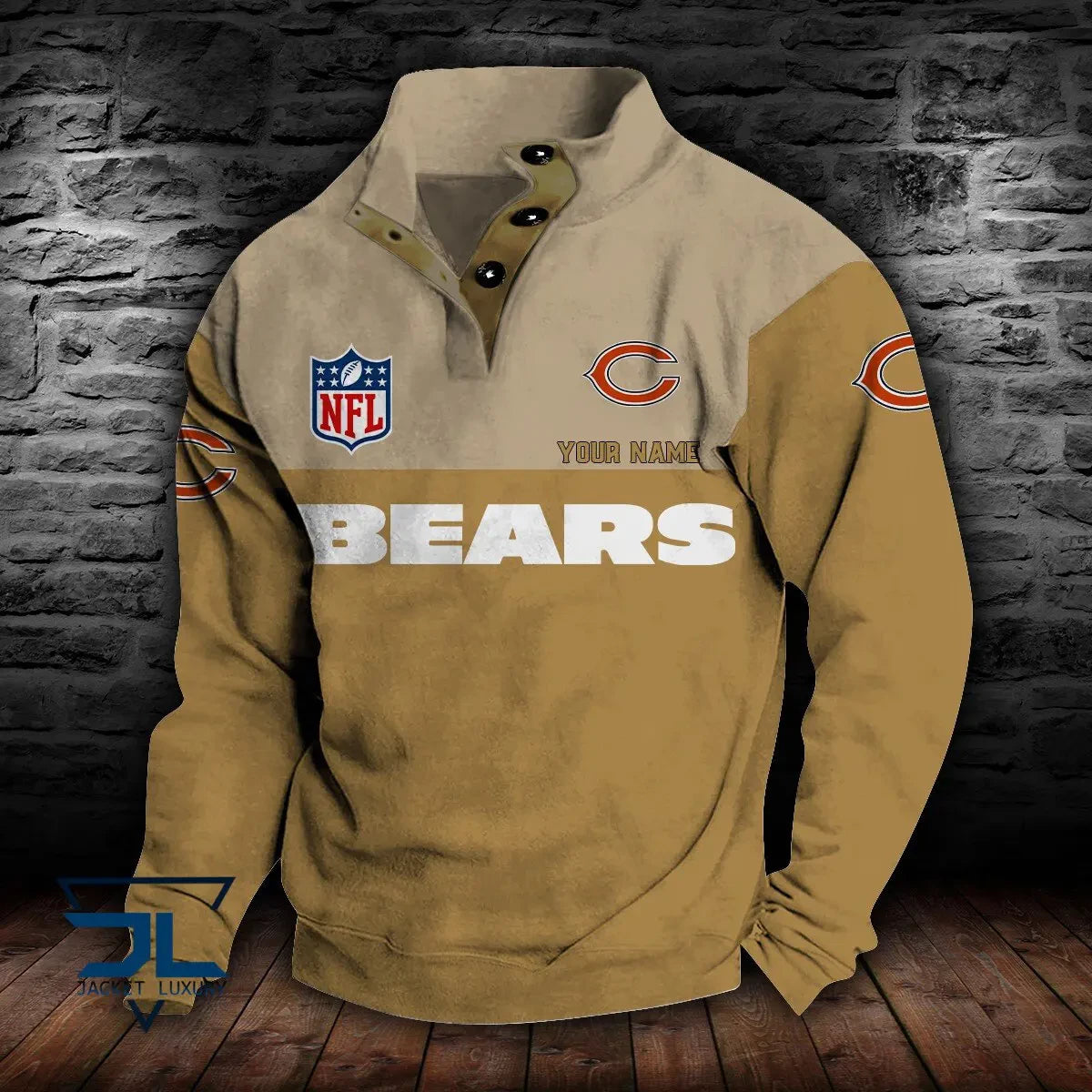 Chicago Bears Premium Stand-Collar Game-Day Pullover - Engineered Warmth & Personalized Name S9DBSCH006
