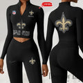 New Orleans Saints Zipper Sports Top Women Gym Long Sleeve for Fitness SPTZSTW055