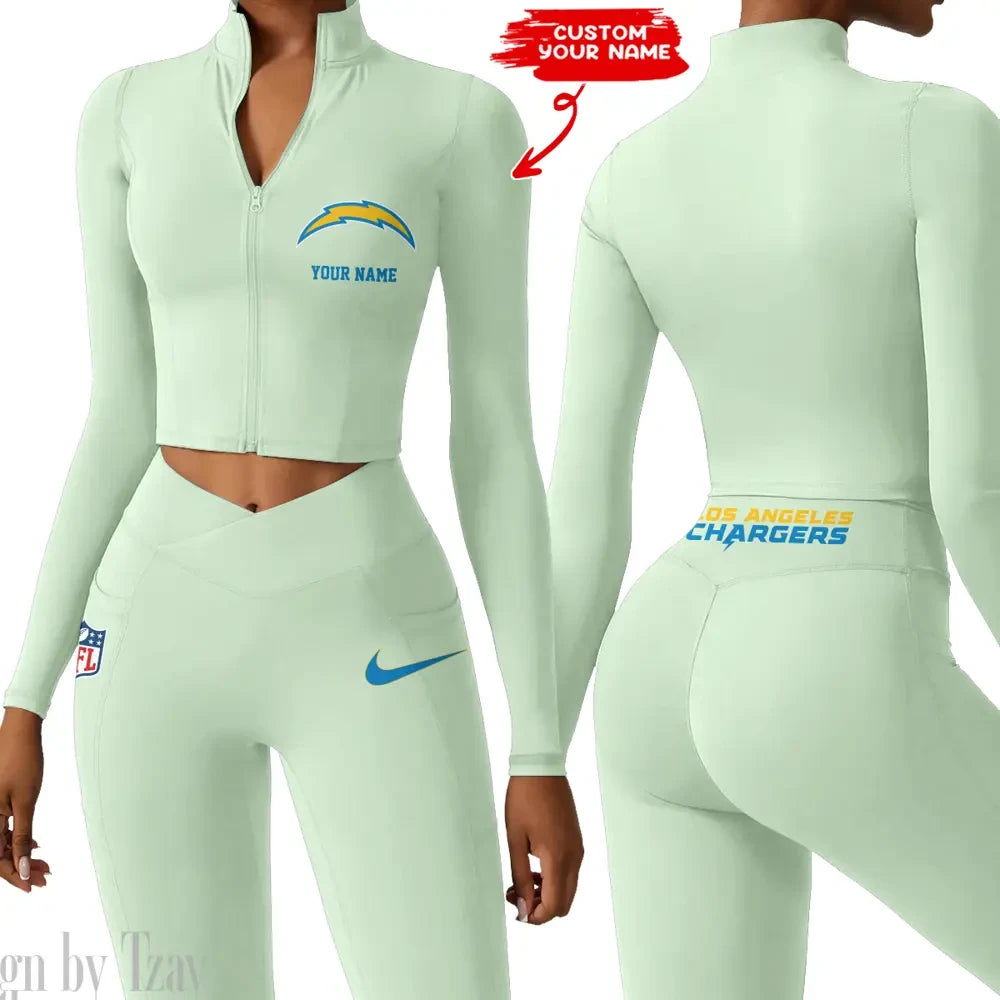 Los Angeles Chargers Zipper Sports Top Women Gym Long Sleeve for Fitness SPTZSTW018