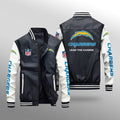 Los Angeles Chargers Premium Fleece-Lined Leather Bomber Jacket BG57