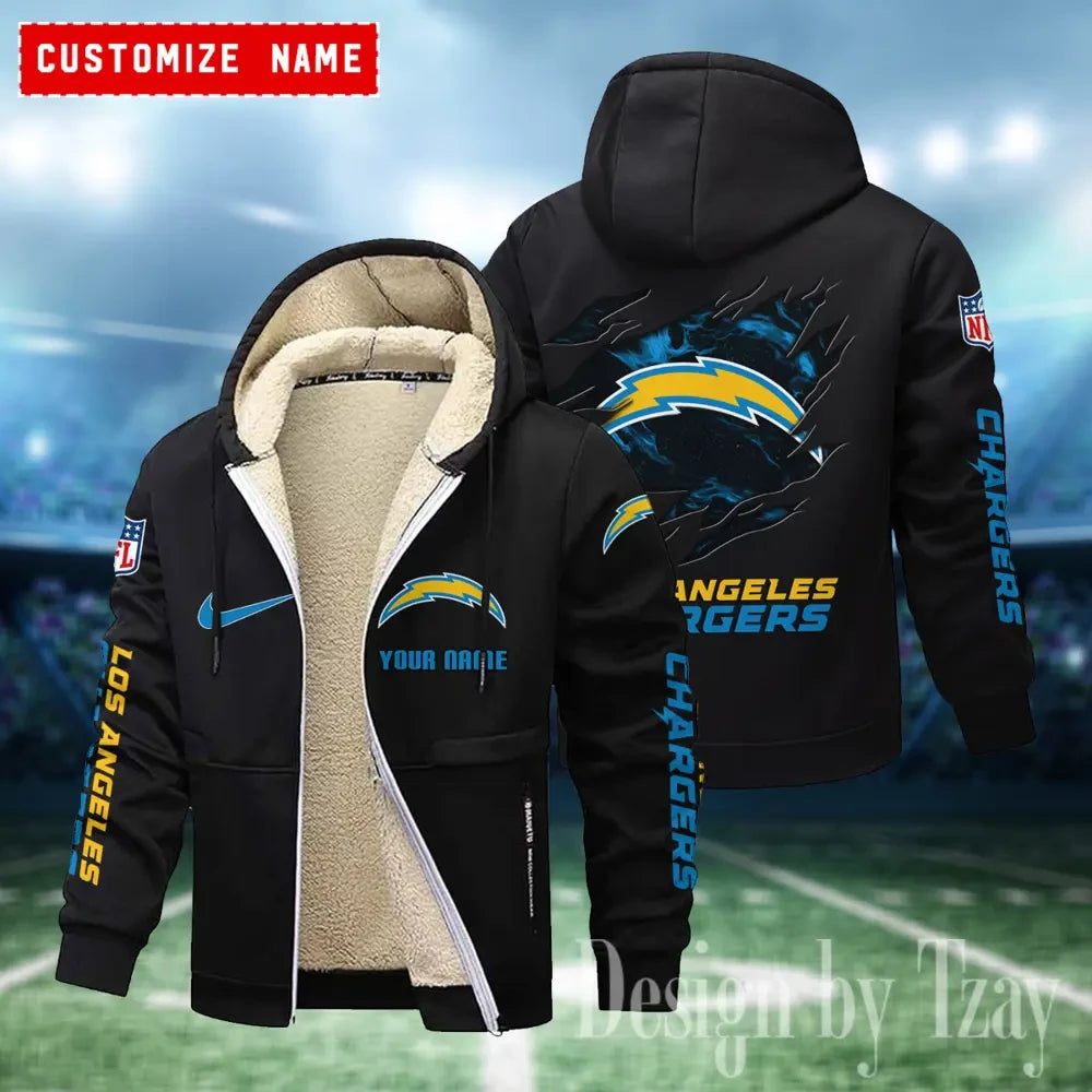 Los Angeles Chargers Hoodies Zip Velvet Coat ANZTZH083