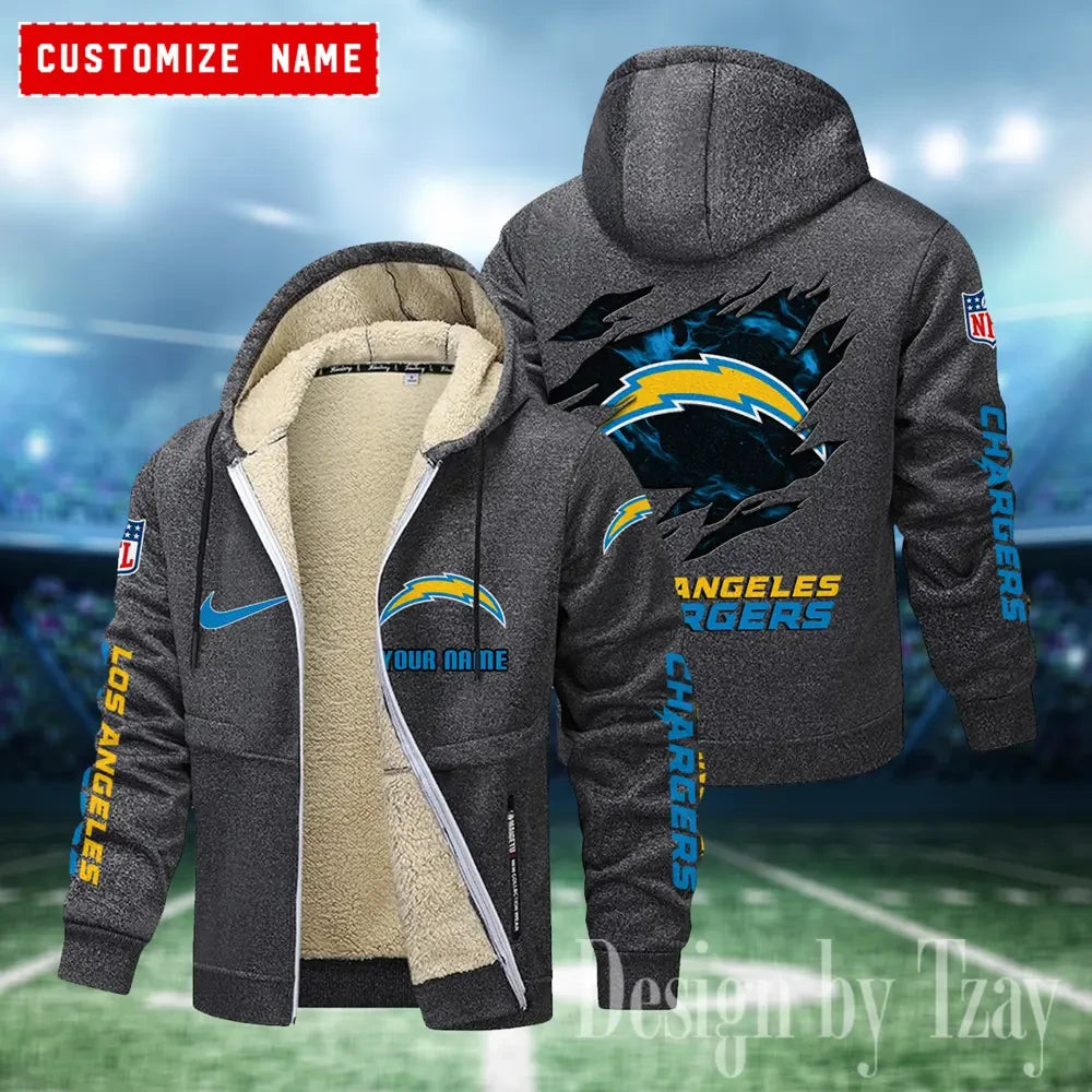 Los Angeles Chargers Hoodies Zip Velvet Coat ANZTZH083