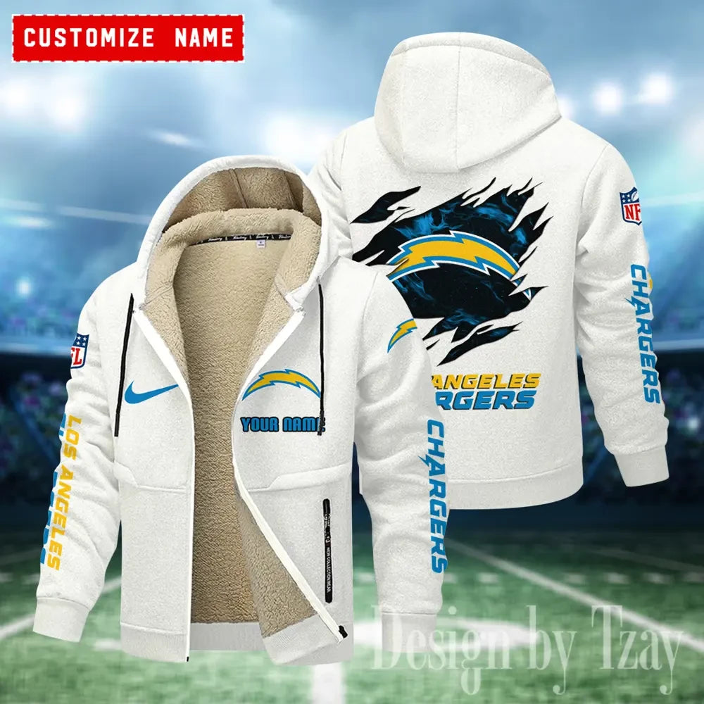 Los Angeles Chargers Hoodies Zip Velvet Coat ANZTZH083