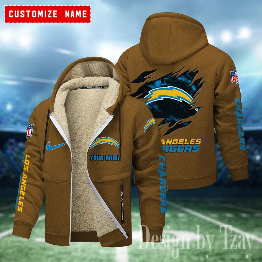 Los Angeles Chargers Hoodies Zip Velvet Coat ANZTZH083