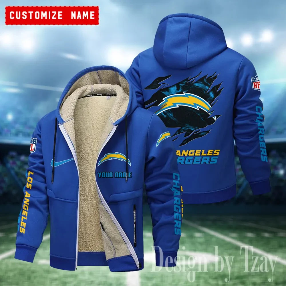 Los Angeles Chargers Hoodies Zip Velvet Coat ANZTZH083
