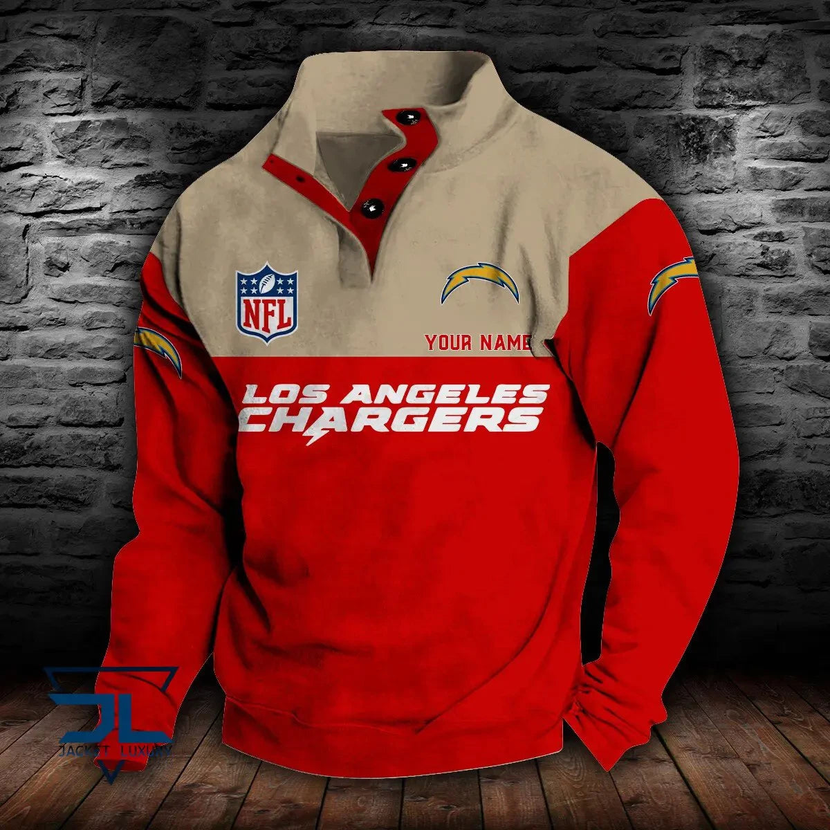 Los Angeles Chargers Double Breasted Stand Collar Hoodie S9DBSCH018