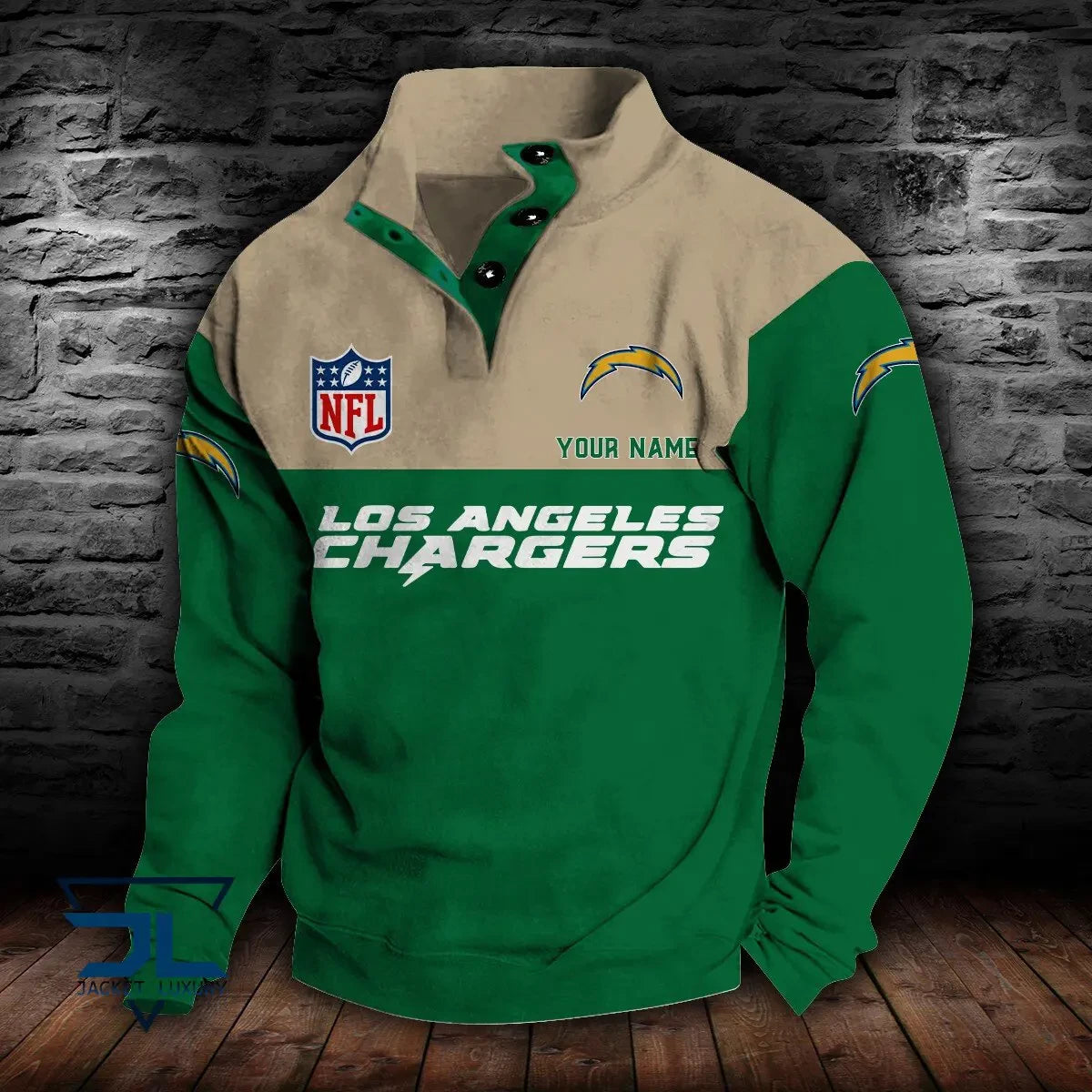 Los Angeles Chargers Double Breasted Stand Collar Hoodie S9DBSCH018