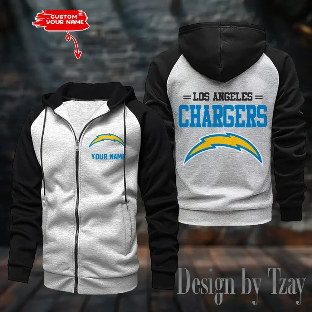 Los Angeles Chargers Zip-Up Color Block Hoodie ANZ2DZH146