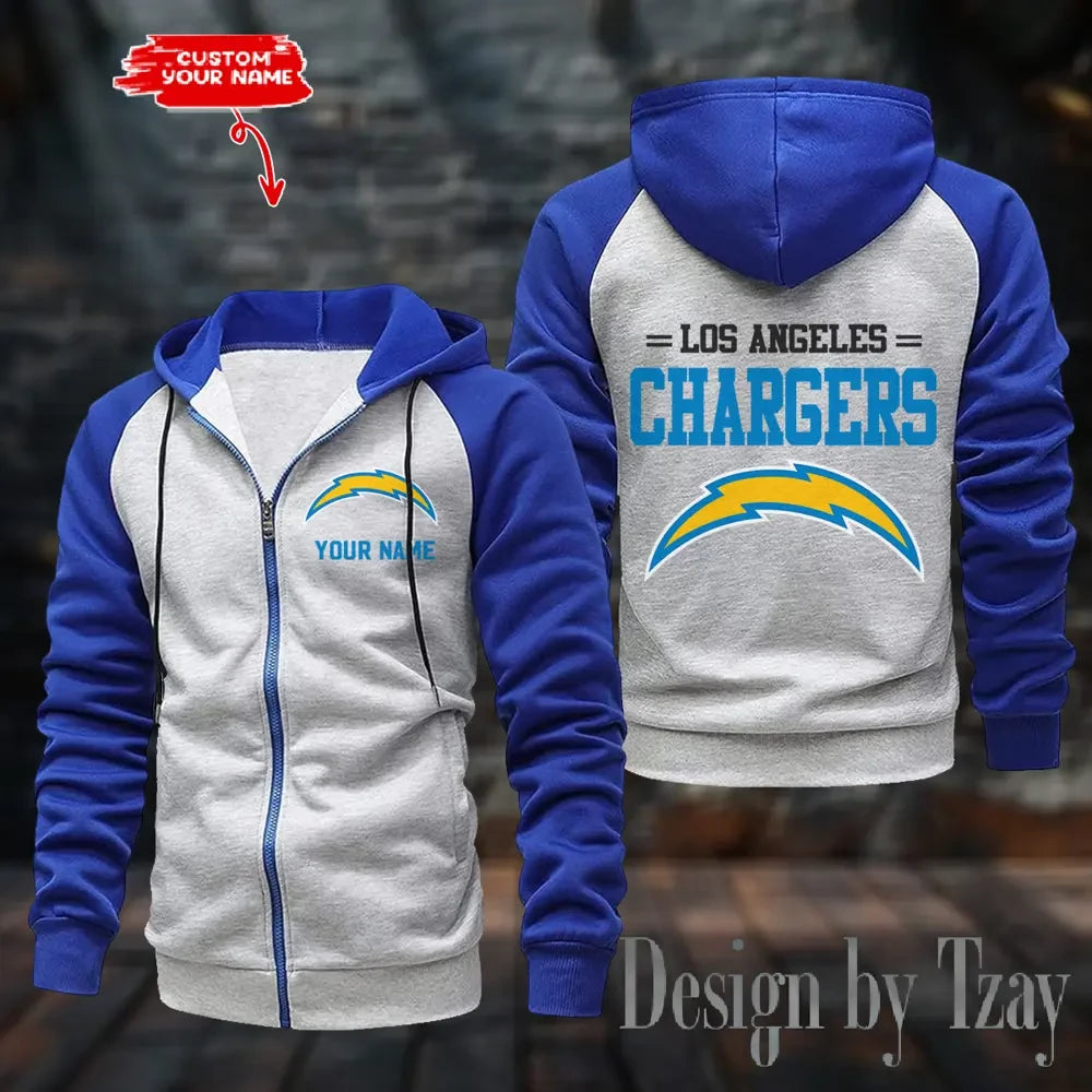Los Angeles Chargers Zip-Up Color Block Hoodie ANZ2DZH146