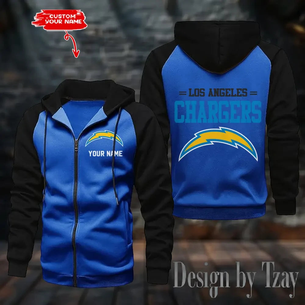 Los Angeles Chargers Zip-Up Color Block Hoodie ANZ2DZH146