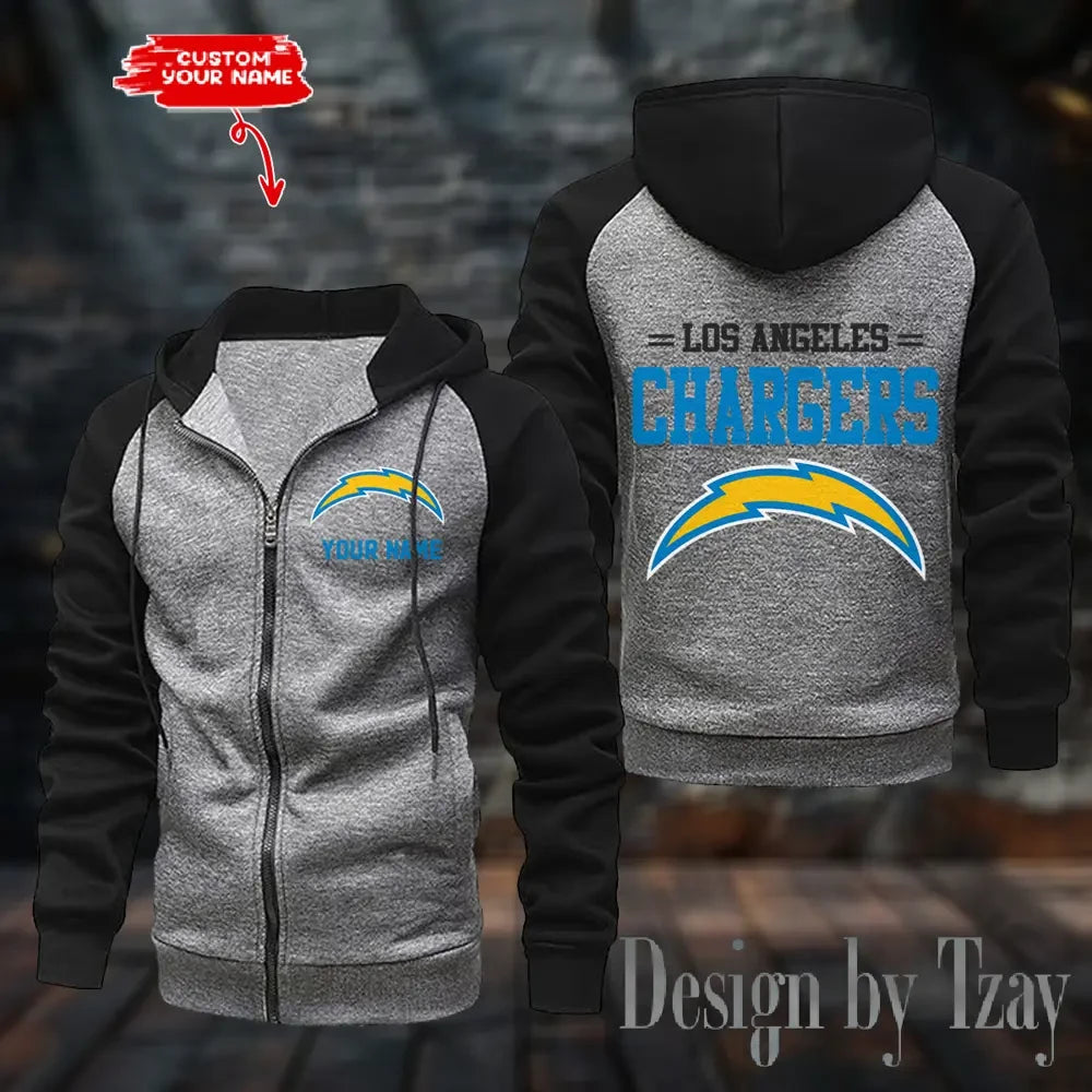 Los Angeles Chargers Zip-Up Color Block Hoodie ANZ2DZH146