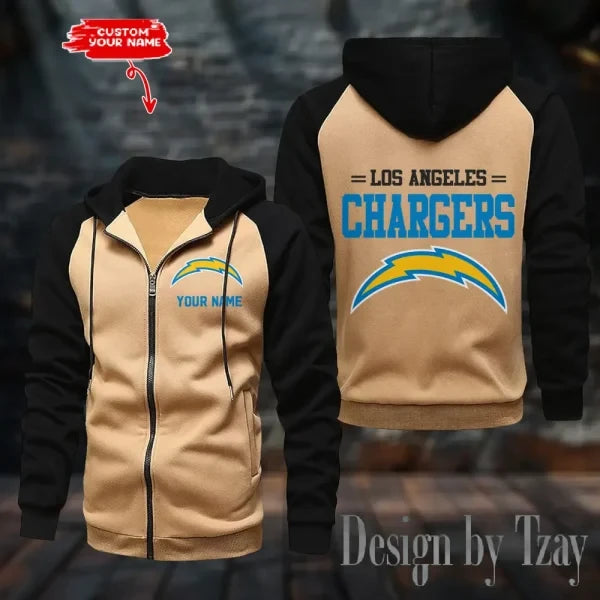 Los Angeles Chargers Zip-Up Color Block Hoodie ANZ2DZH146