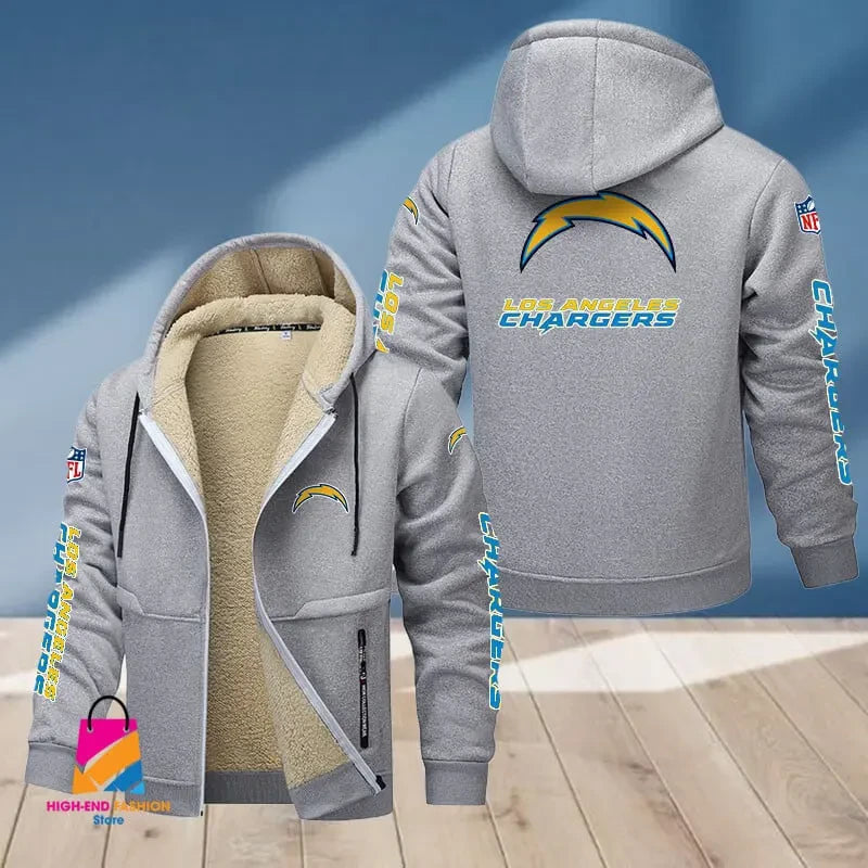 Los Angeles Chargers Multicolor Thickened Zipper Hoodies ANZTZH018