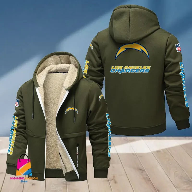 Los Angeles Chargers Multicolor Thickened Zipper Hoodies ANZTZH018