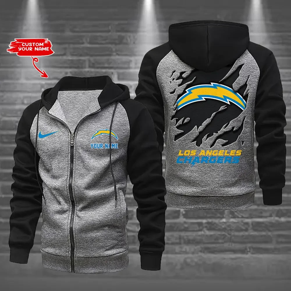 Los Angeles Chargers Zip-Up Color Block Hoodie ANZ2DZH168