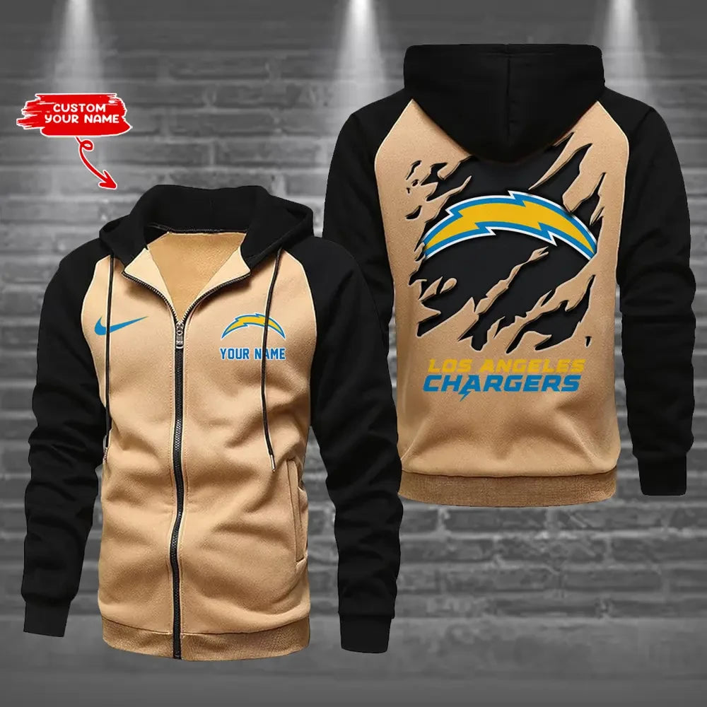 Los Angeles Chargers Zip-Up Color Block Hoodie ANZ2DZH168