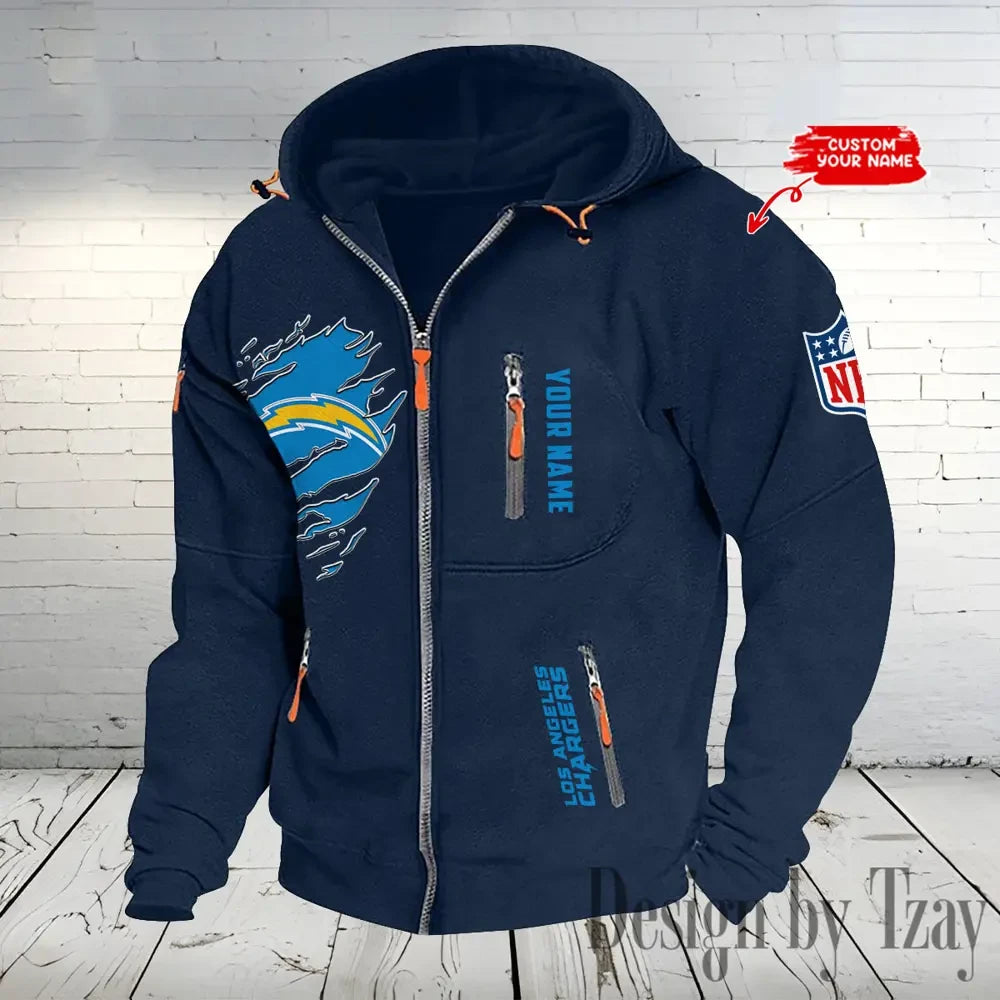 Los Angeles Chargers Hooded Cardigan Zip Hoodie ANZ2DZH238