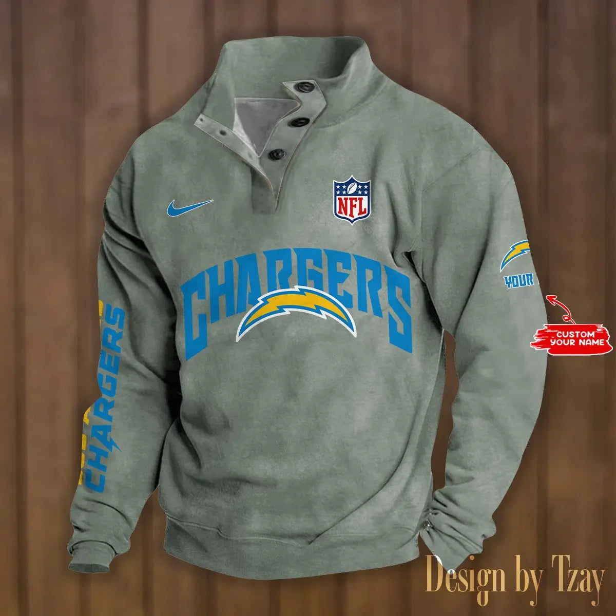 Los Angeles Chargers Double Breasted Stand Collar hoodie S9DBSCH050