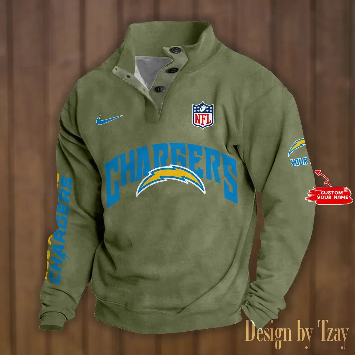 Los Angeles Chargers Double Breasted Stand Collar hoodie S9DBSCH050
