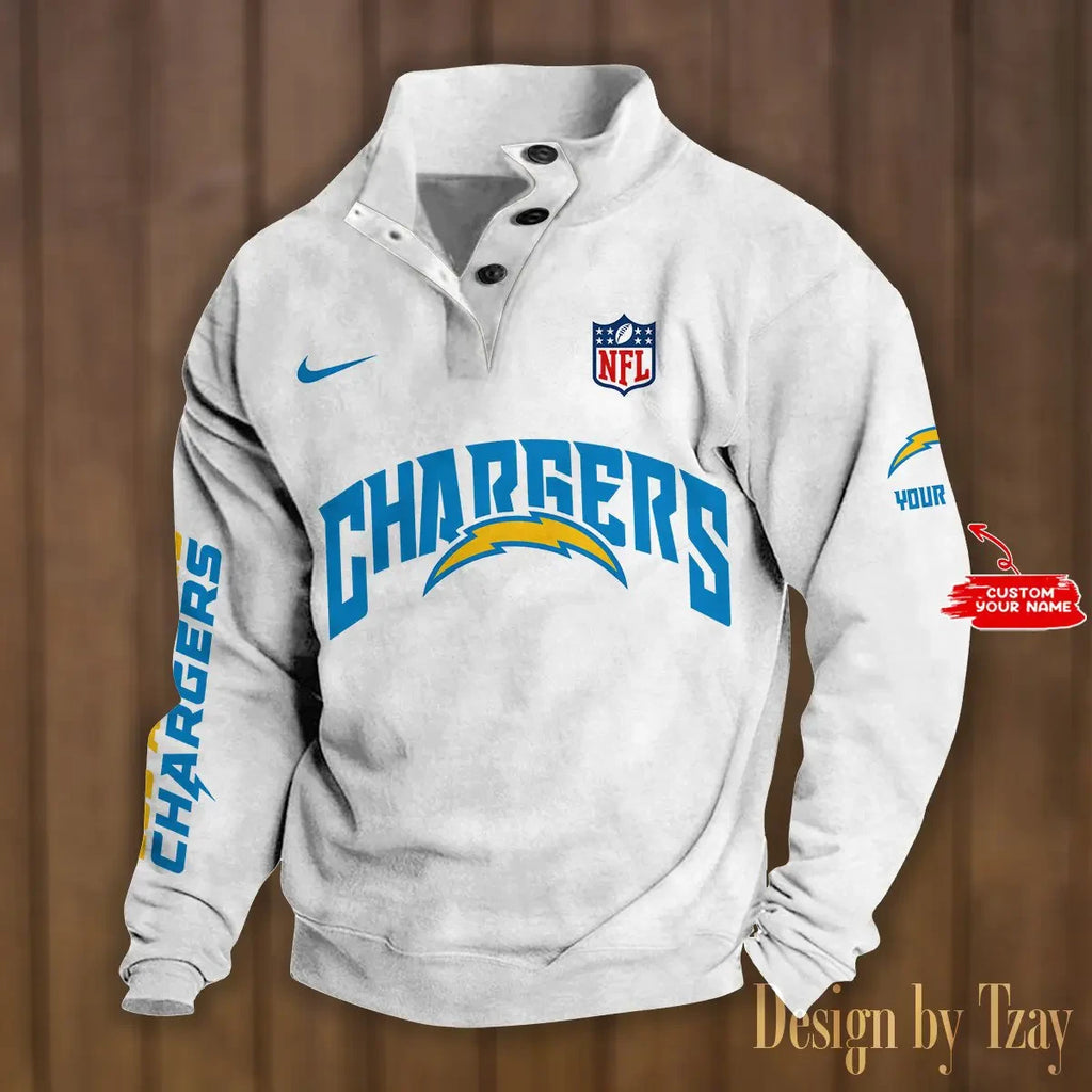 Los Angeles Chargers Double Breasted Stand Collar hoodie S9DBSCH050