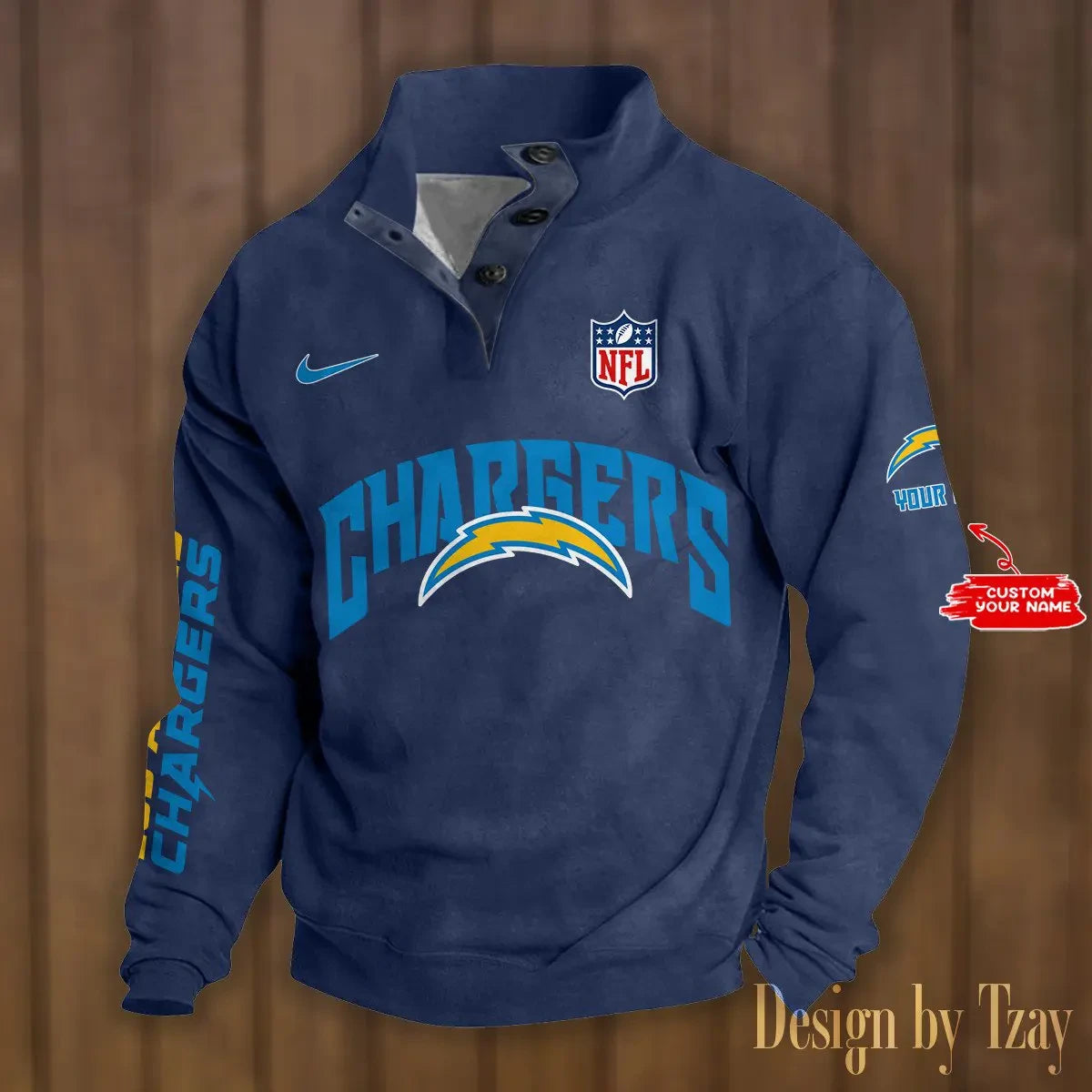 Los Angeles Chargers Double Breasted Stand Collar hoodie S9DBSCH050