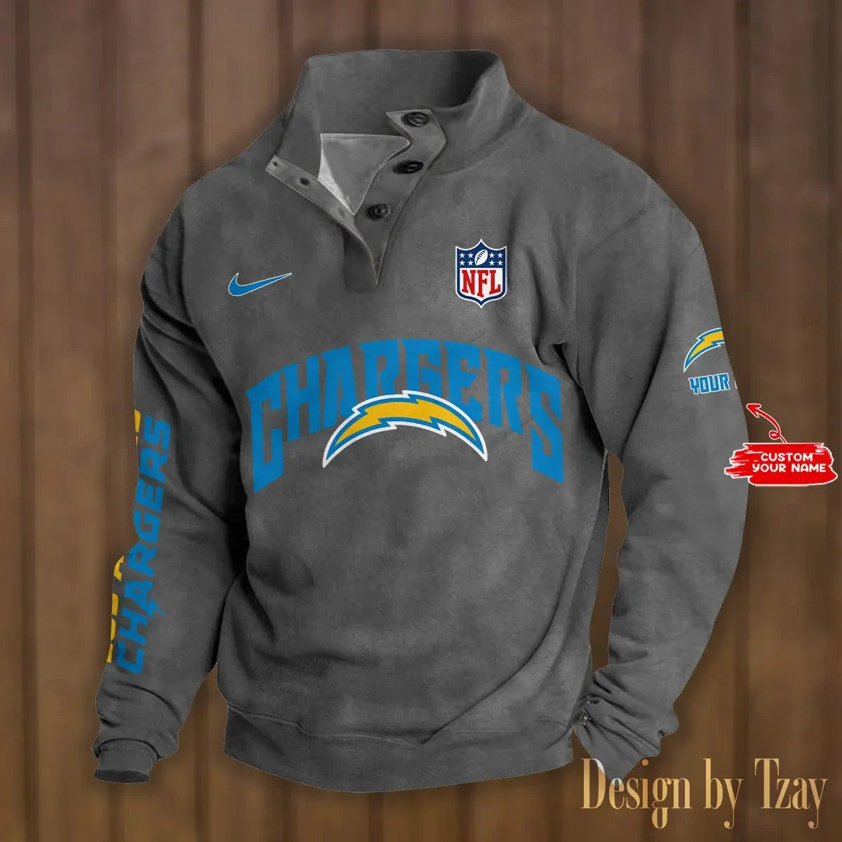 Los Angeles Chargers Double Breasted Stand Collar hoodie S9DBSCH050