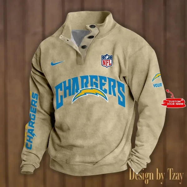 Los Angeles Chargers Double Breasted Stand Collar hoodie S9DBSCH050