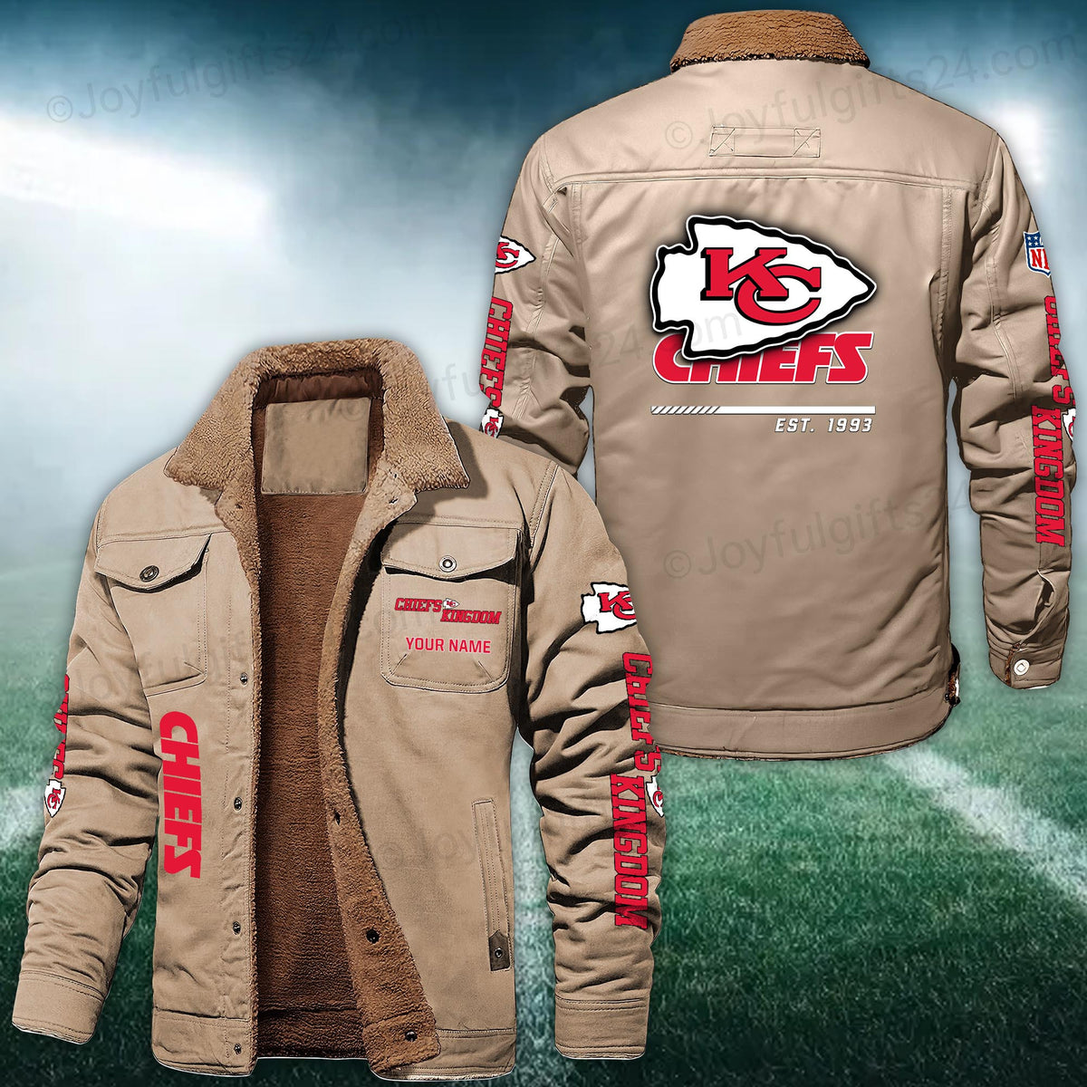 Kansas City Chiefs FLEECE BOMBER JACKET Custom name 10043895N