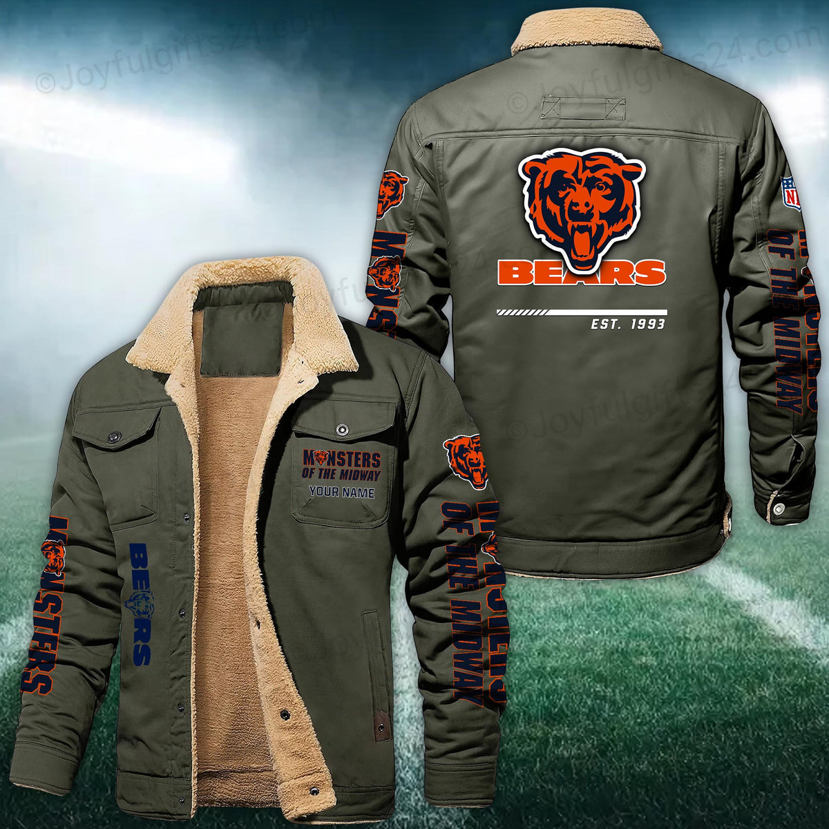 Chicago Bears FLEECE BOMBER JACKET Custom name 10043895N