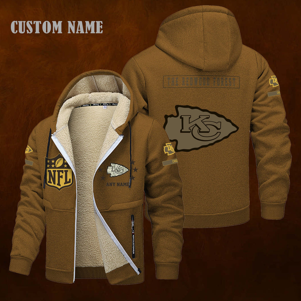 Kansas City Chiefs NFL-Lamb Fleece Thick Coat- Custom name 10154094N