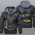 Los Angeles Chargers Premium & Ultra-Thick Leather Jacket with Fleece Hood 18