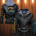 Los Angeles Chargers HVKC1250 - Premium & Ultra-Thick Leather Jacket with Fleece Hood