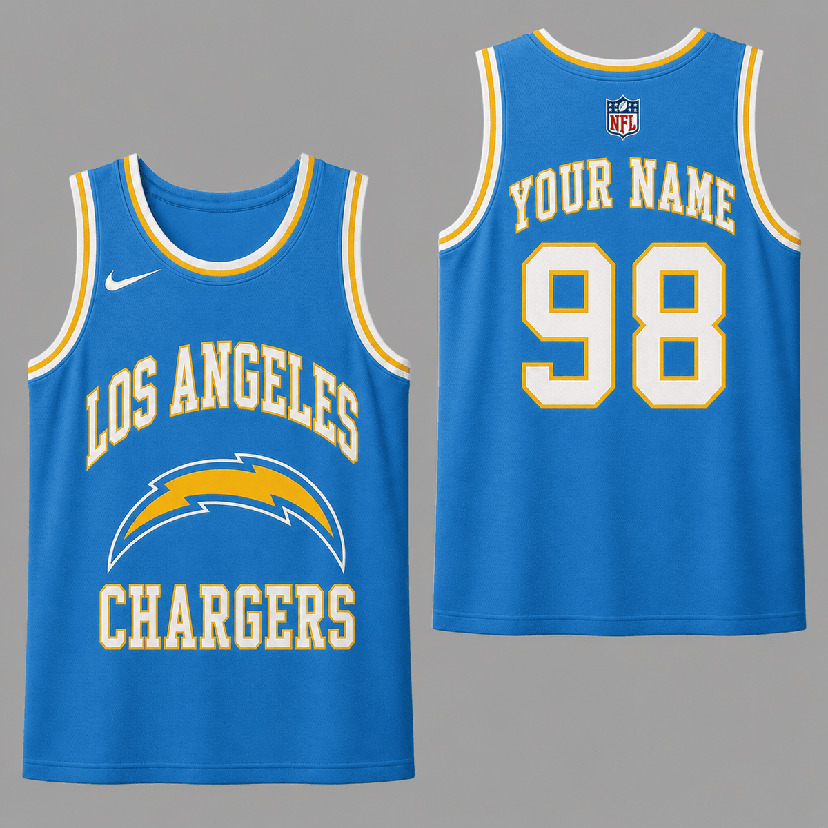 Los Angeles Chargers | Premium NFL Personalized Team Custom Name Number Sports Tank Top NDN116