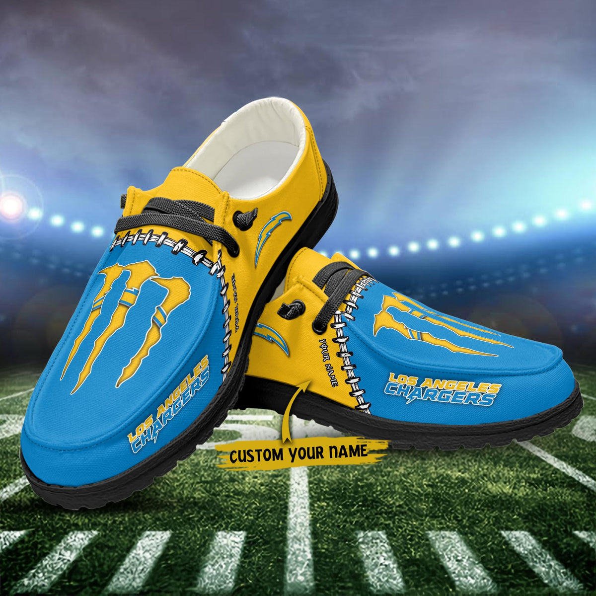 Los Angeles Chargers Moccasin Slippers - Hey Dude Shoes Style AZCHDUDE200