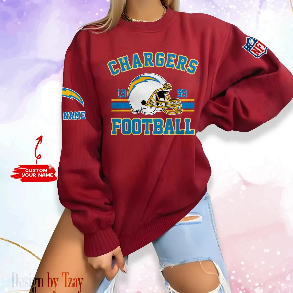 Los Angeles Chargers Personalized Fashion Design New Woolen Sweater  BGSWT234