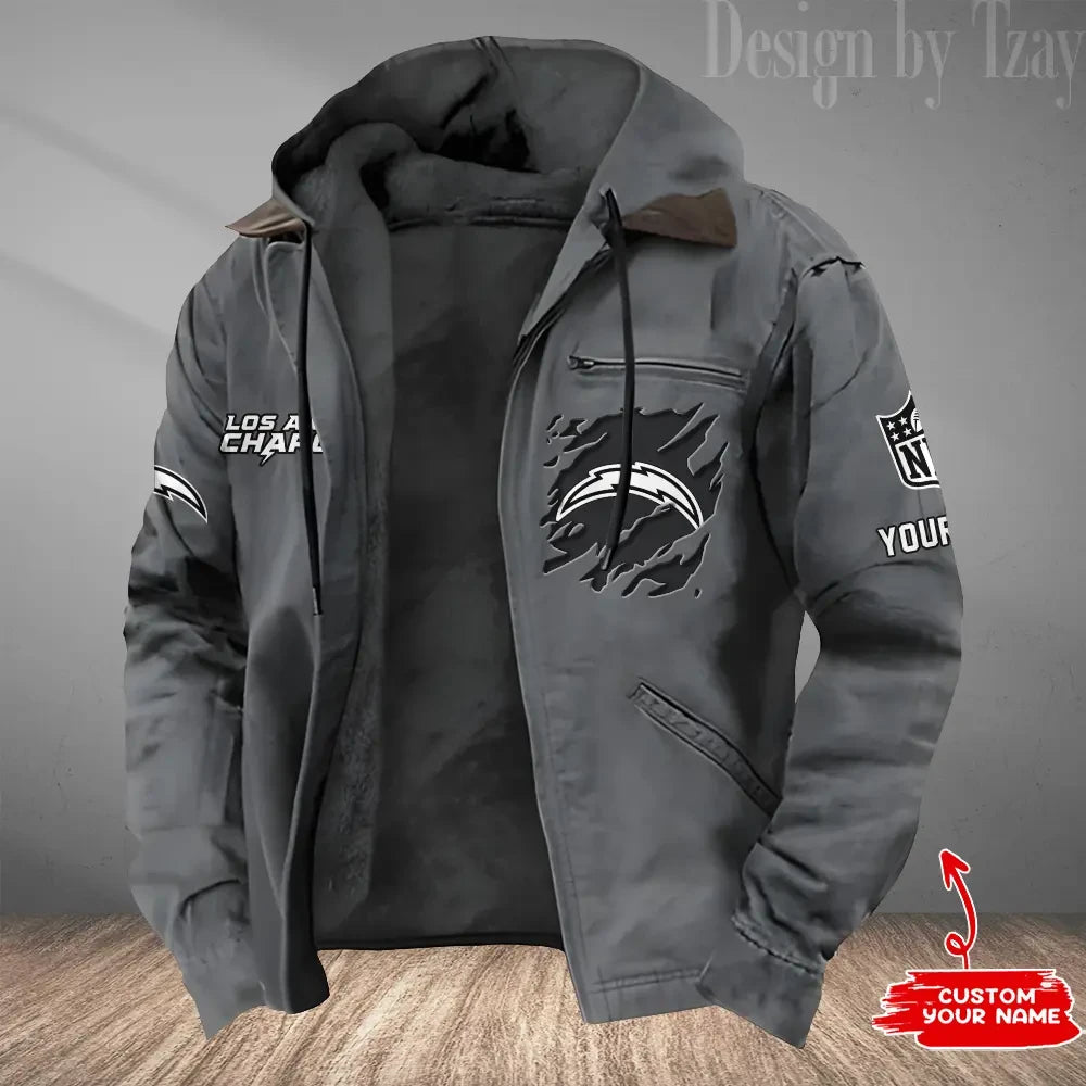 Los Angeles Chargers Men's Casual Padded Jacket Hooded Trending 2026 SPTPJH051