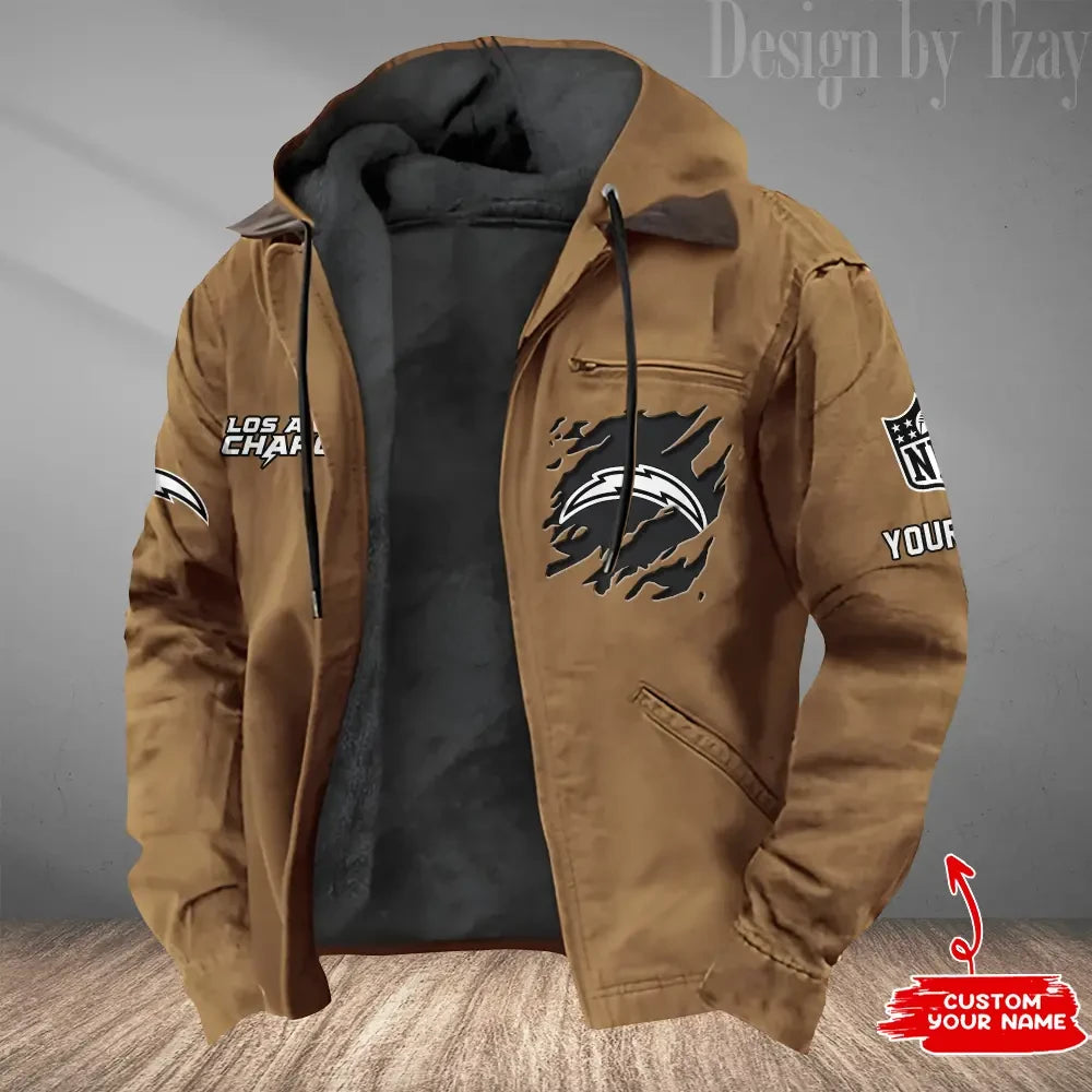Los Angeles Chargers Men's Casual Padded Jacket Hooded Trending 2026 SPTPJH051
