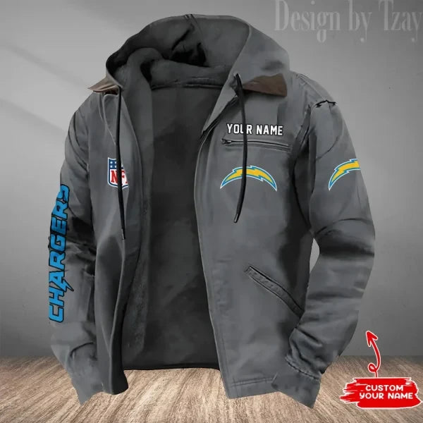 Los Angeles Chargers Men's Casual Padded Jacket Hooded Trending 2026 SPTPJH083